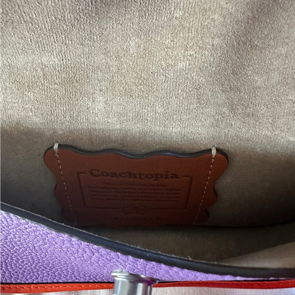 Coachtopia Purple and Orange Wavy Dinky Double Pouch Bag Iris/Sun Orange NWT - Picture 8 of 12